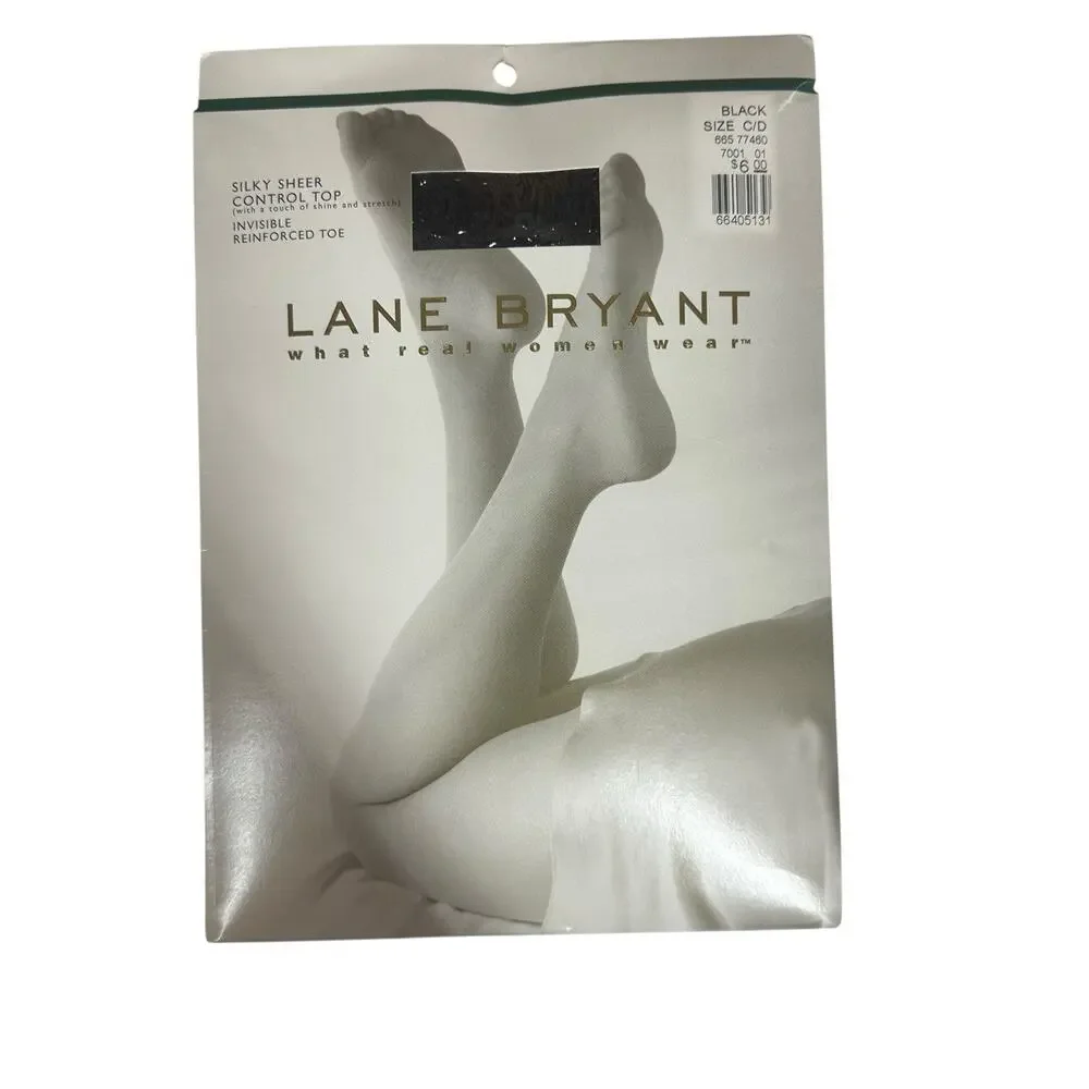 Lane Bryant Silky Sheer Control Top Pantyhose Lot of 4 Black Beige Off White C/D